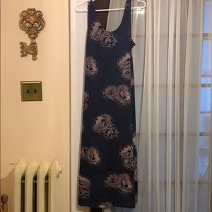Boho Maxi blue w/cream dotted pattern. Sleeveless